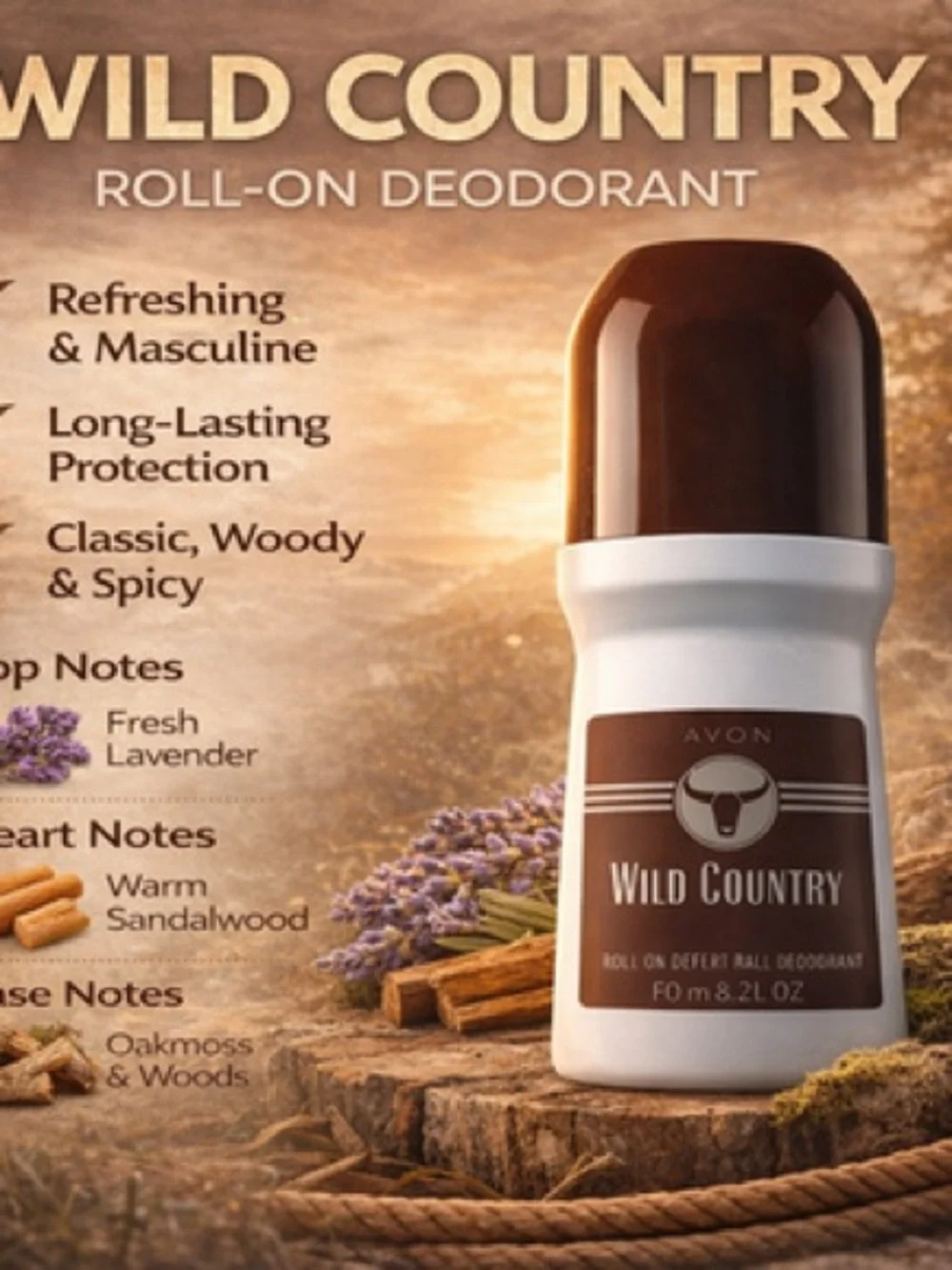 Avon Wild Country Men’s Roll-On Deodorant — Brown pack 20